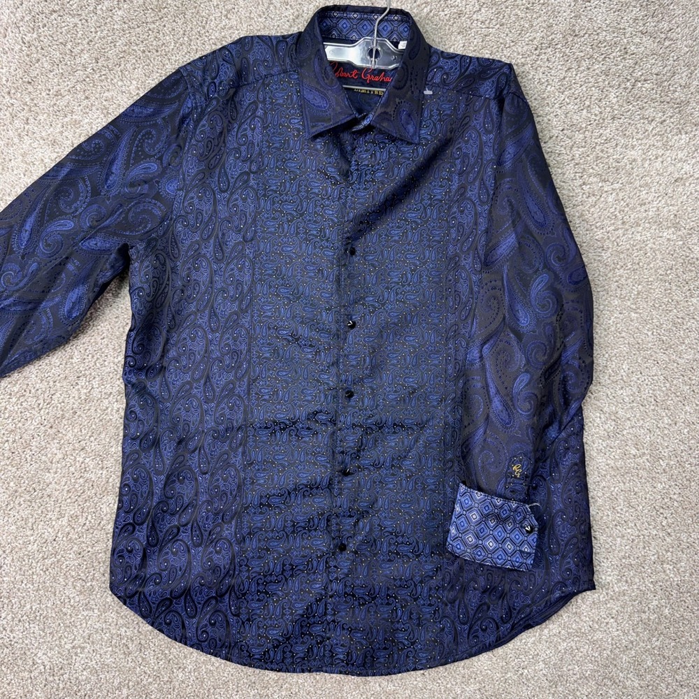 Robert Graham Shirt Mens M Classic Fit Limited Edition Blue Paisley EUC